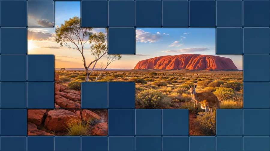 Australian landscape being revealed through puzzle tiles